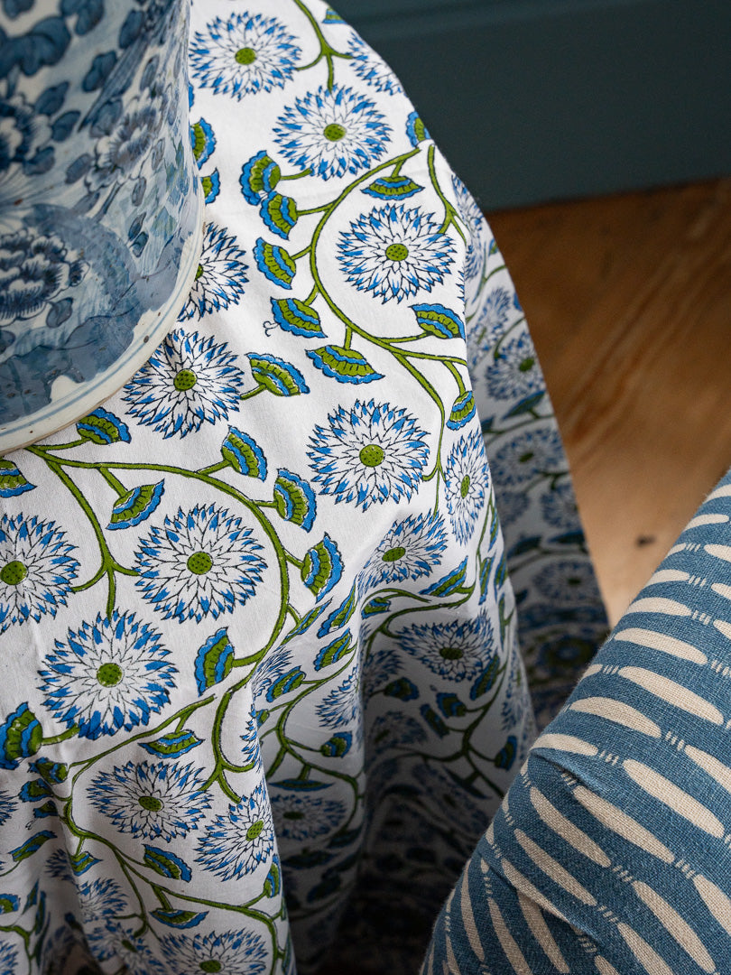 Table & Tablecloth Combo | Blue & Green Floral | Pre Order for December