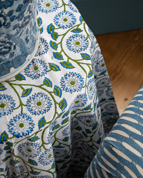 Table & Tablecloth Combo | Blue & Green Floral | Pre Order for December