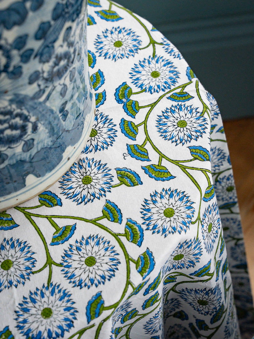 Table & Tablecloth Combo | Blue & Green Floral | Pre Order for December