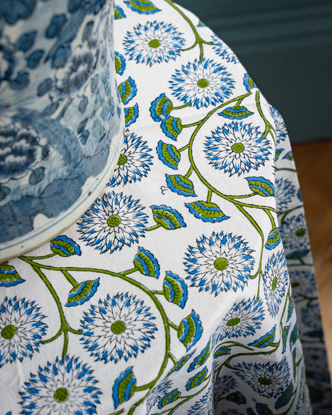 Table & Tablecloth Combo | Blue & Green Floral | Pre Order for December