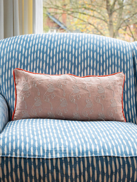 Pierre Frey Pink Embroidered Mini Bolster Cushion