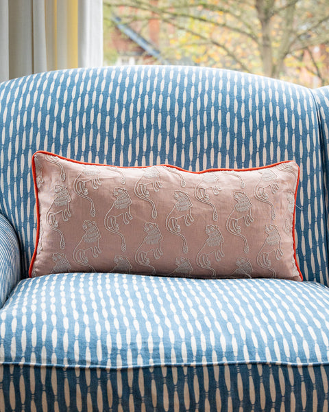 Pierre Frey Pink Embroidered Mini Bolster Cushion