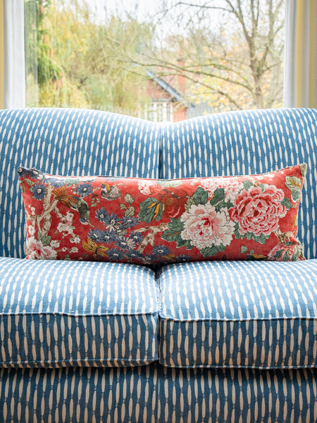 Colefax & Fowler Floral Linen Bolster Cushion