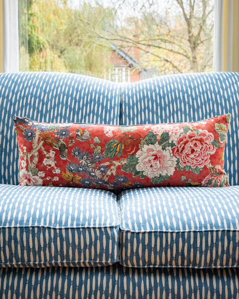 Colefax & Fowler Floral Linen Bolster Cushion