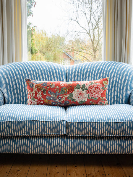 Colefax & Fowler Floral Linen Bolster Cushion