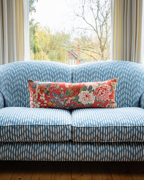 Colefax & Fowler Floral Linen Bolster Cushion