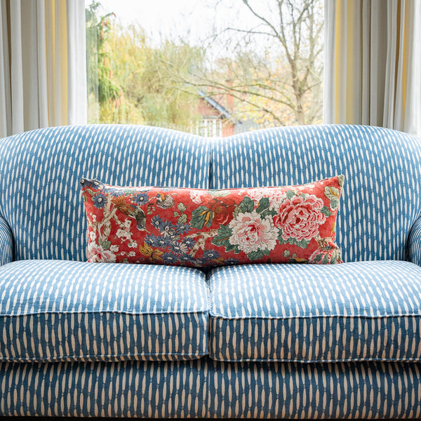 Colefax & Fowler Floral Linen Bolster Cushion