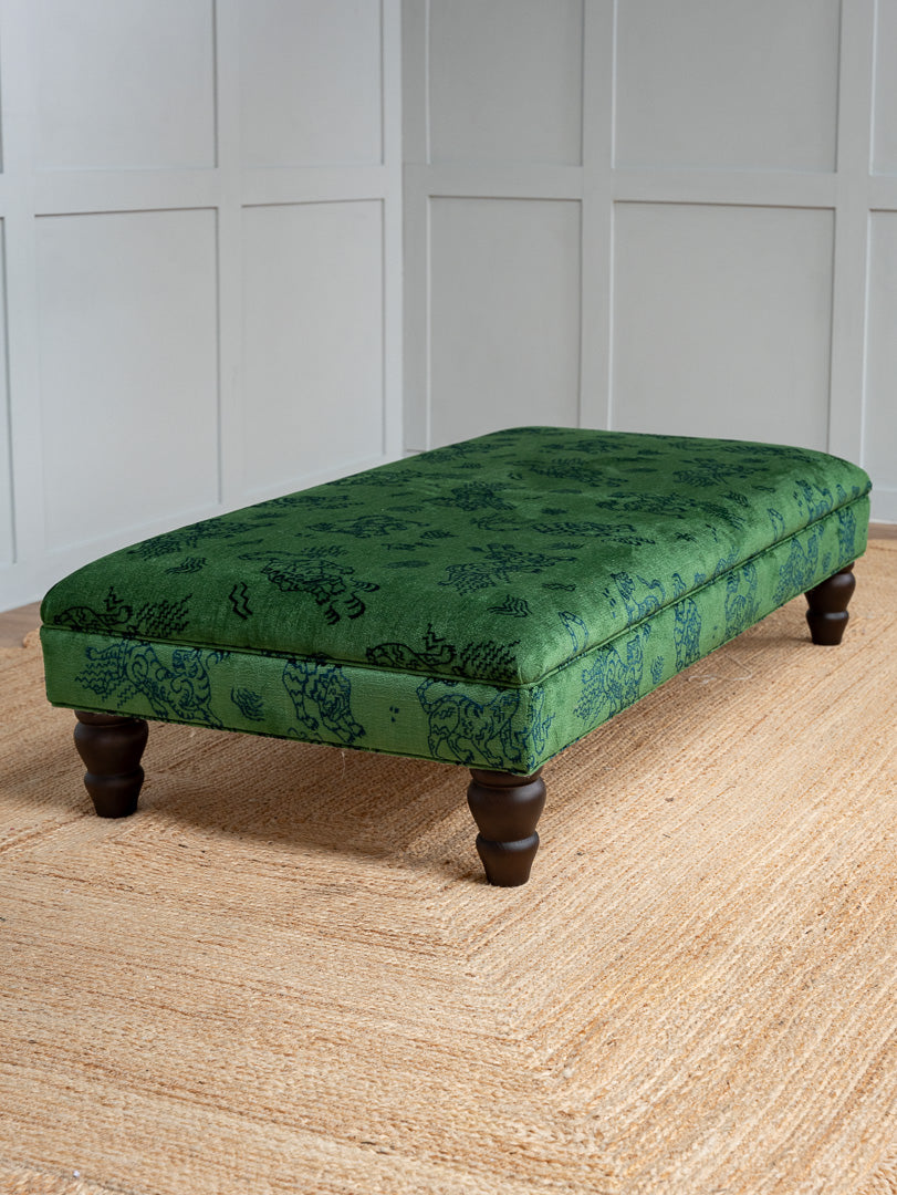 Available Now | Bryher Classic Ottoman In Schumacher Kinabalu velvet | Arrives before Christmas