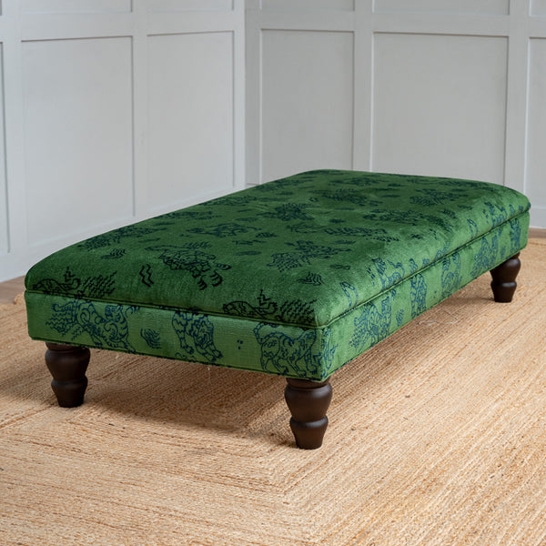 Available Now | Bryher Classic Ottoman In Schumacher Kinabalu velvet | Arrives before Christmas