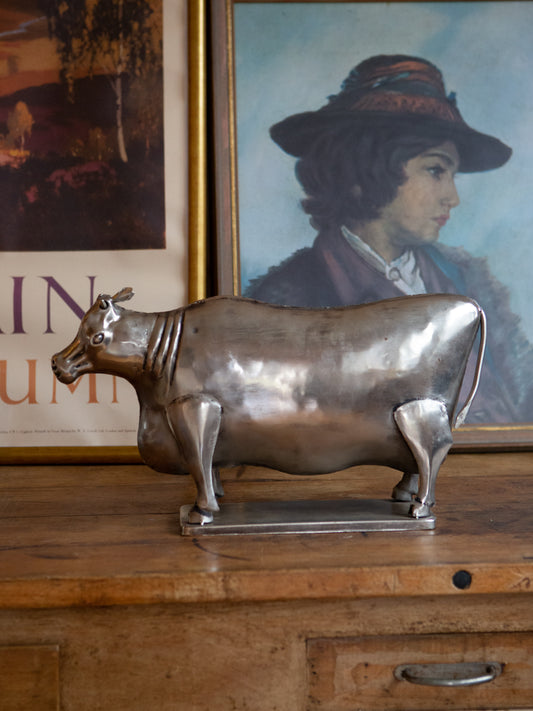 Wonderful wonderful large Silver Colour Cow Sculpture | French | I want to keep this