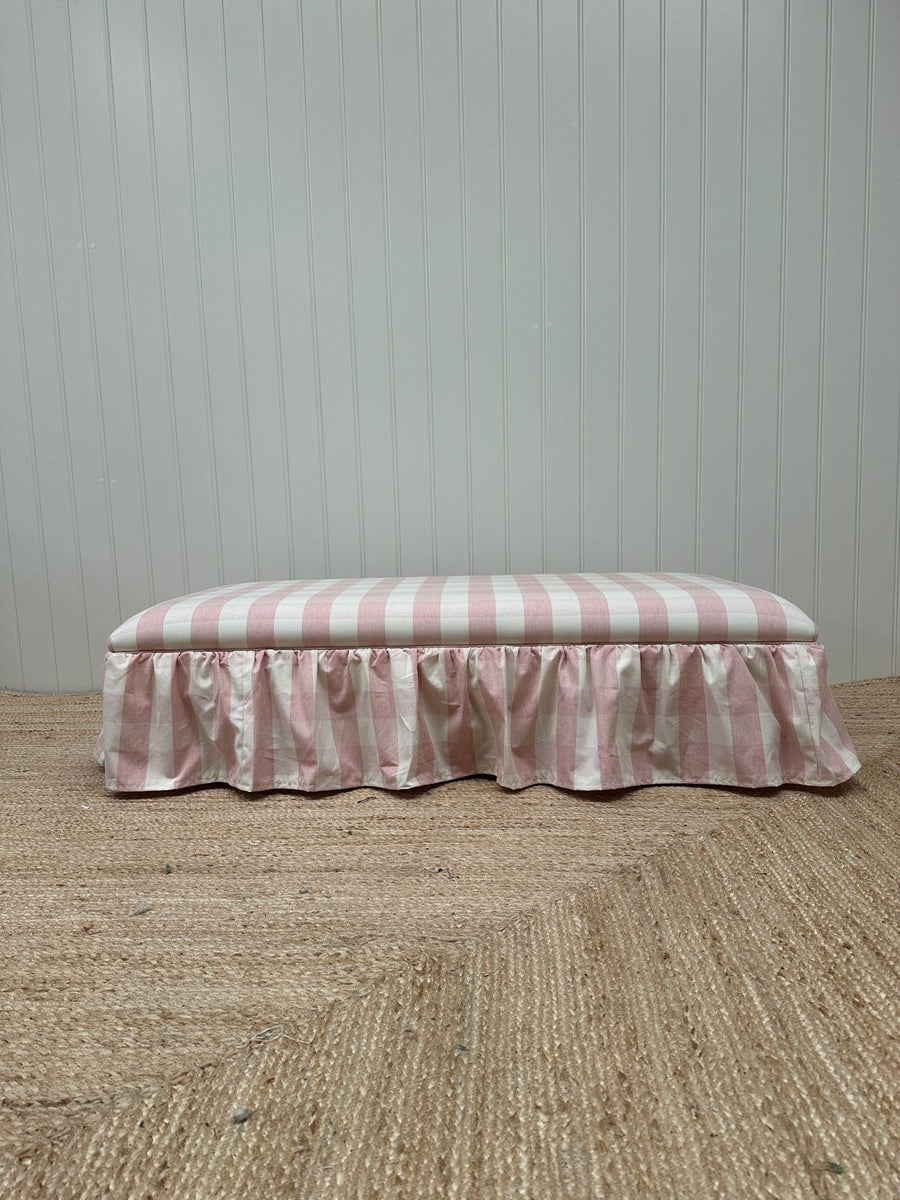 upholstered ottoman wrapped with frill skirt