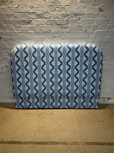 King Headboard - Neve (wall fitting) in Mrs Alice Ikat stripe Blue