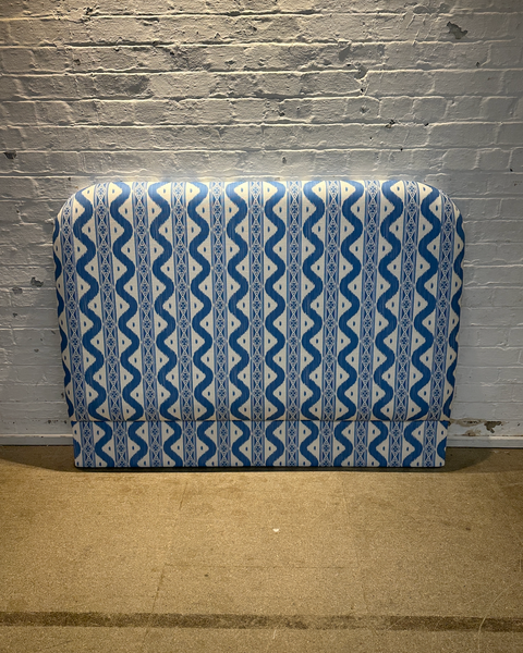 King Headboard - Neve (wall fitting) in Mrs Alice Ikat stripe Blue