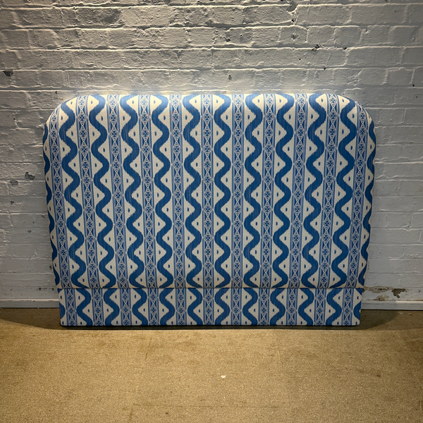 King Headboard - Neve (wall fitting) in Mrs Alice Ikat stripe Blue