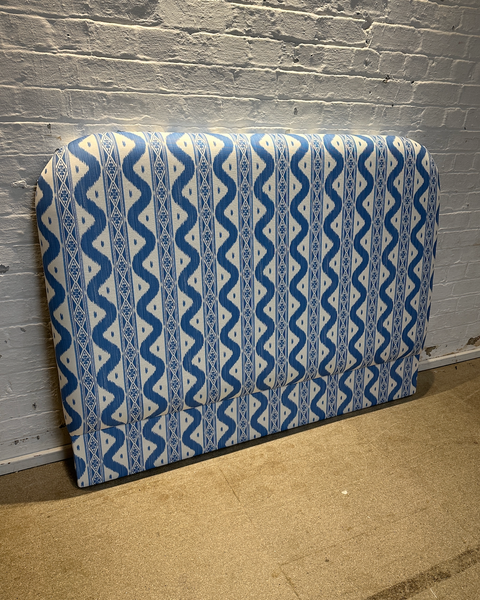 King Headboard - Neve (wall fitting) in Mrs Alice Ikat stripe Blue