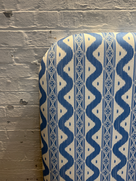 King Headboard - Neve (wall fitting) in Mrs Alice Ikat stripe Blue
