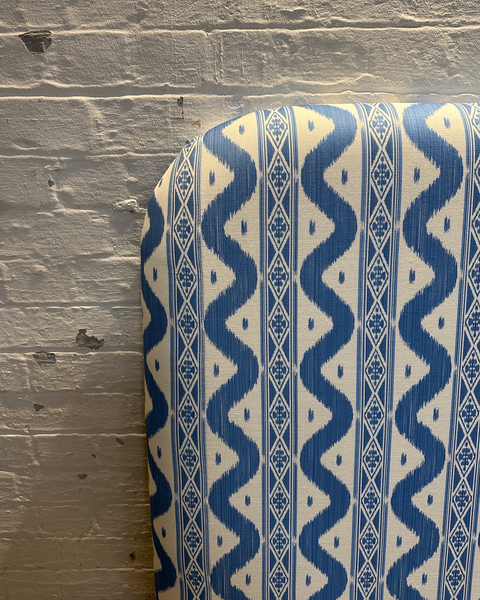 King Headboard - Neve (wall fitting) in Mrs Alice Ikat stripe Blue