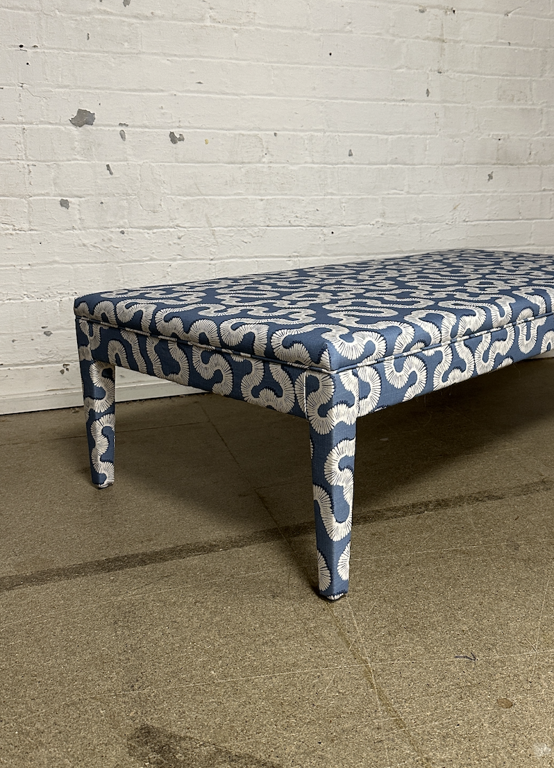 Honey Ottoman in Romo Kezia Boathouse blue