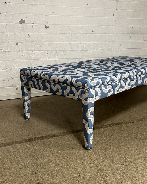 Honey Ottoman in Romo Kezia Boathouse blue