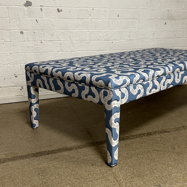 Honey Ottoman in Romo Kezia Boathouse blue
