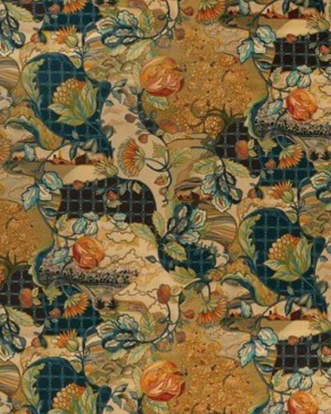 Honey ottoman in Osborne and Little Hartfield velvet