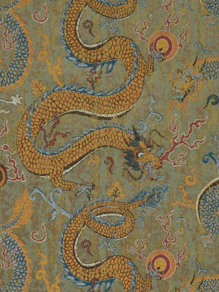 Bryher ottoman in Schumacher Serpentine dragon multi