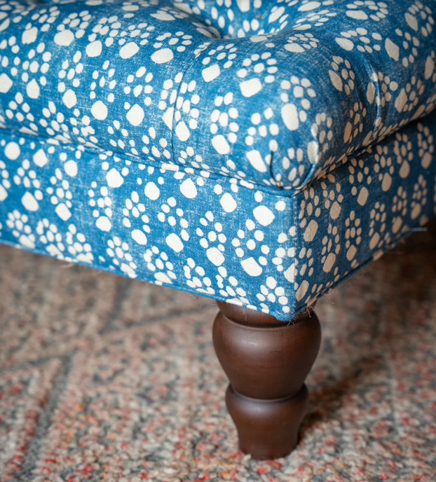 SECONDS Rebecca buttoned ottoman in Soane Paw Print (fabric discontinued)