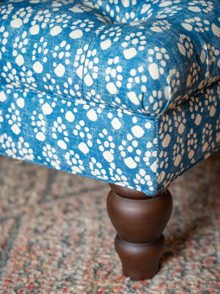 SECONDS Rebecca buttoned ottoman in Soane Paw Print (fabric discontinued)