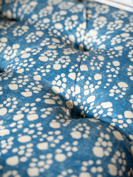 SECONDS Rebecca buttoned ottoman in Soane Paw Print (fabric discontinued)