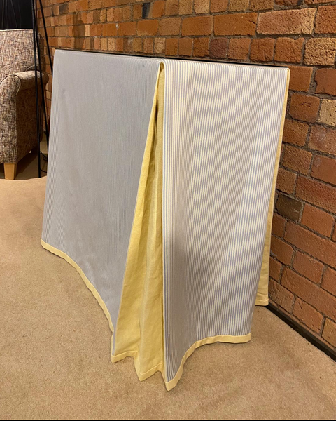 Ruth Table with table cloth and glass top