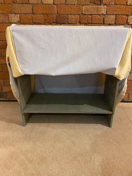 Ruth Table with table cloth and glass top