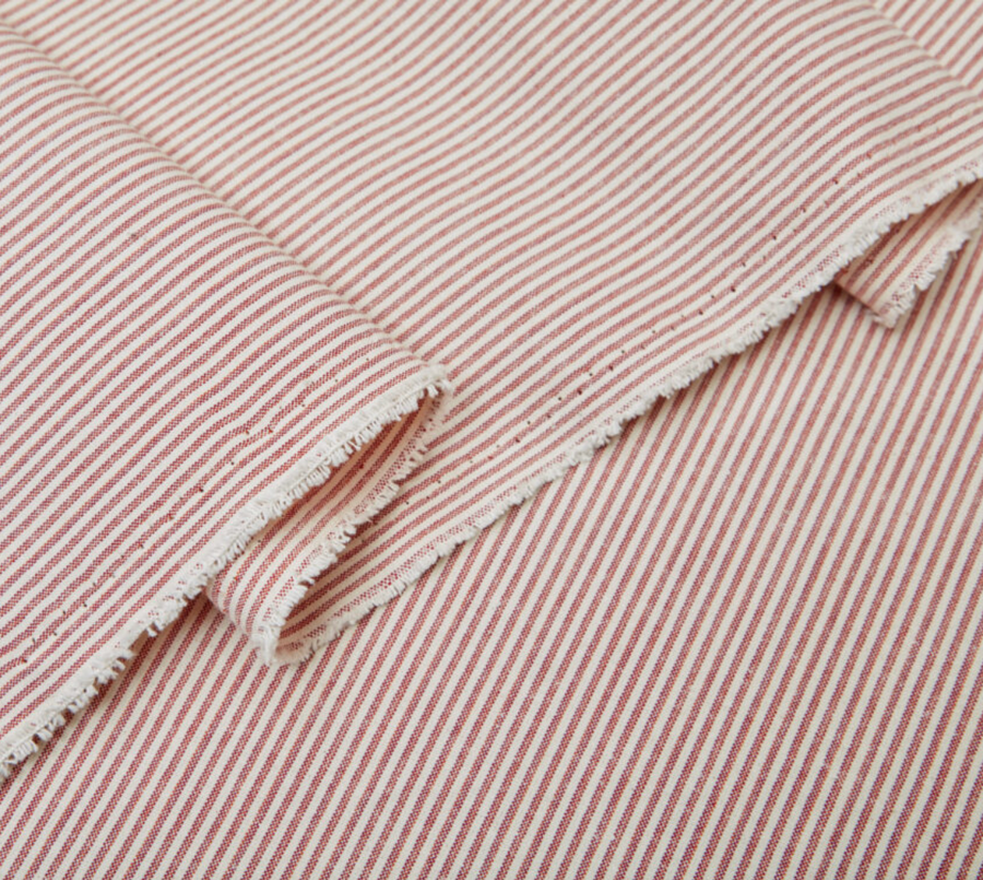 Howe Humbug ticking in red - Honey ottoman