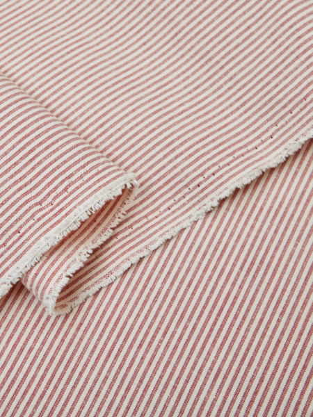 Howe Humbug ticking in red - Honey ottoman