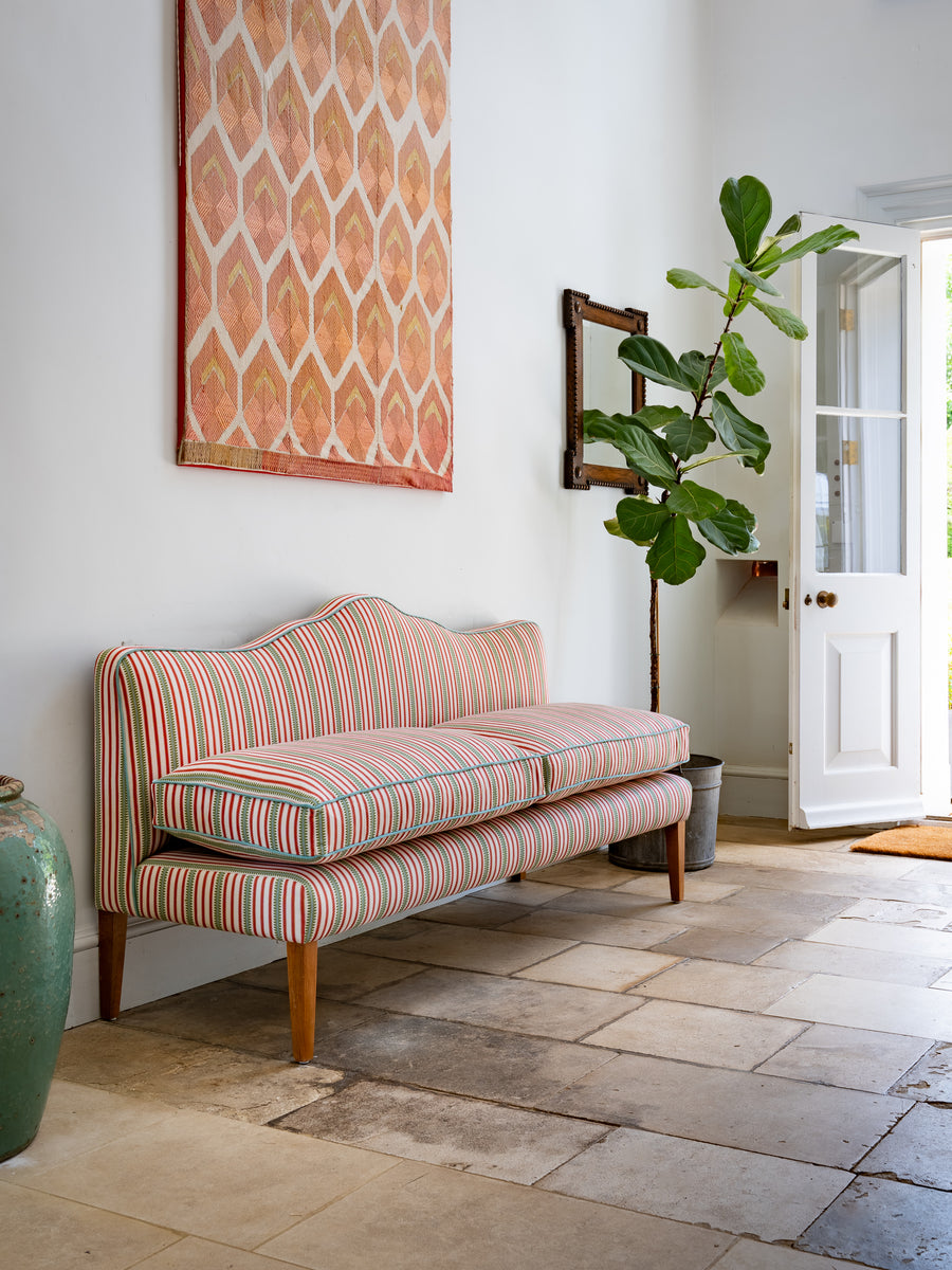 181cm Natalie Banquette in Sanderson Barneby stripe in berry