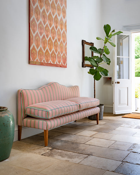 181cm Natalie Banquette in Sanderson Barneby stripe in berry