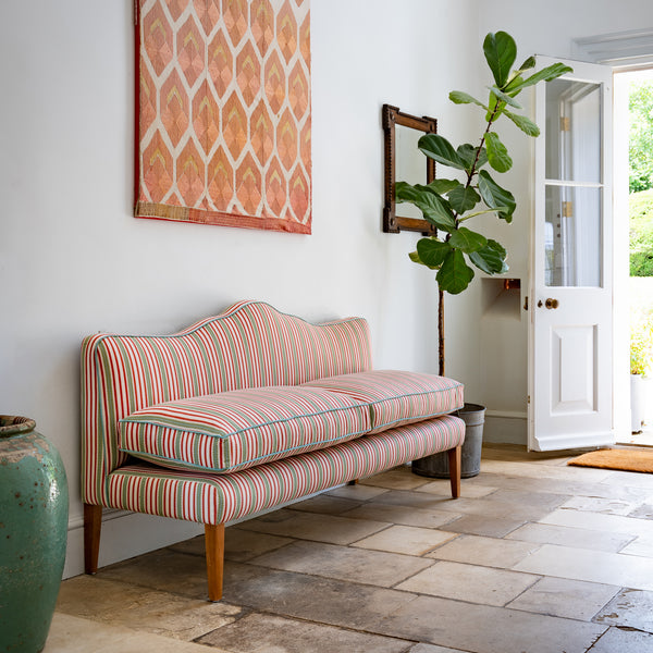 181cm Natalie Banquette in Sanderson Barneby stripe in berry