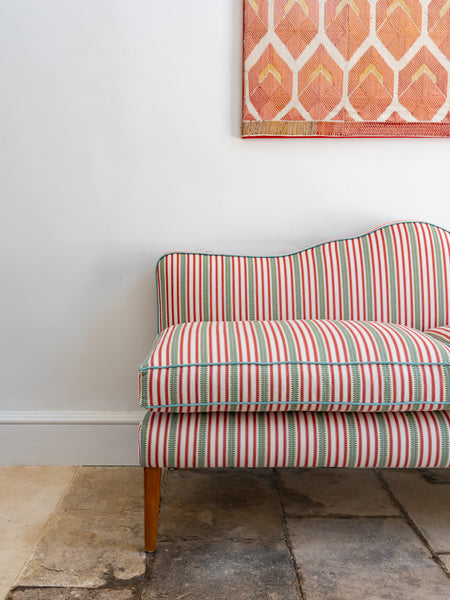 181cm Natalie Banquette in Sanderson Barneby stripe in berry