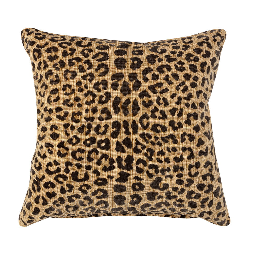 Oue Leopard Print Cushion in luxurious Claremont Bon Marche fabric