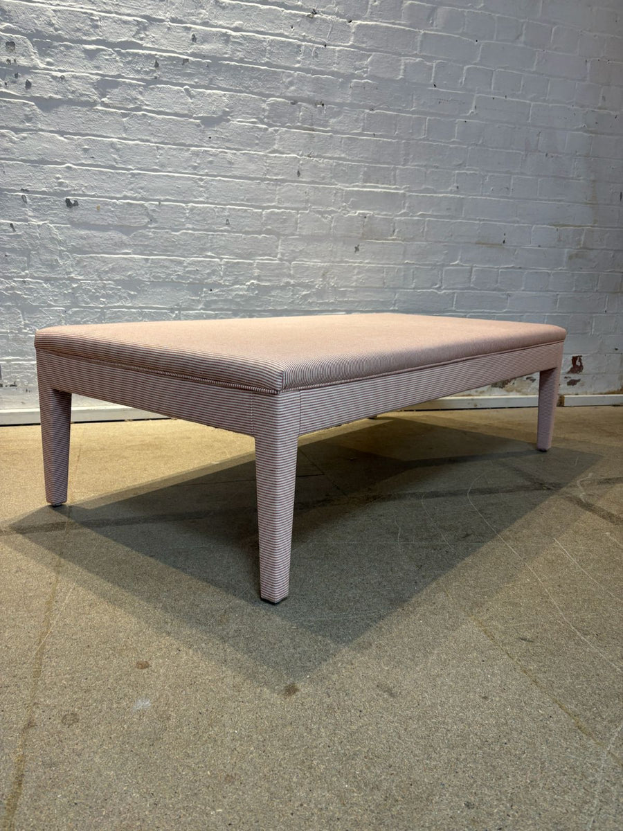 Howe Humbug ticking in red - Honey ottoman