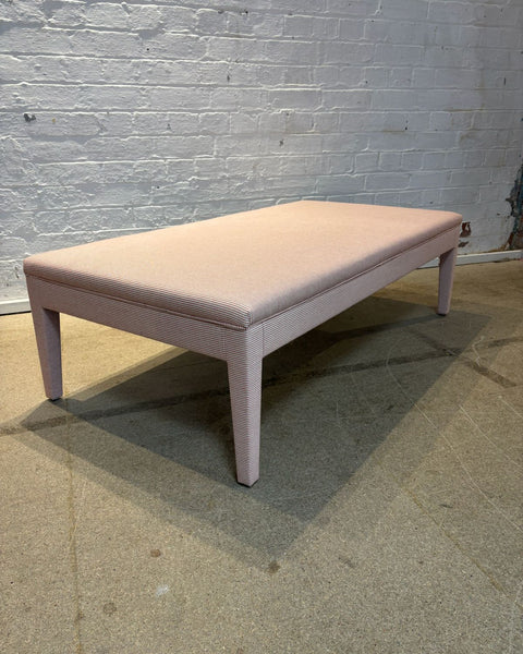 Howe Humbug ticking in red - Honey ottoman