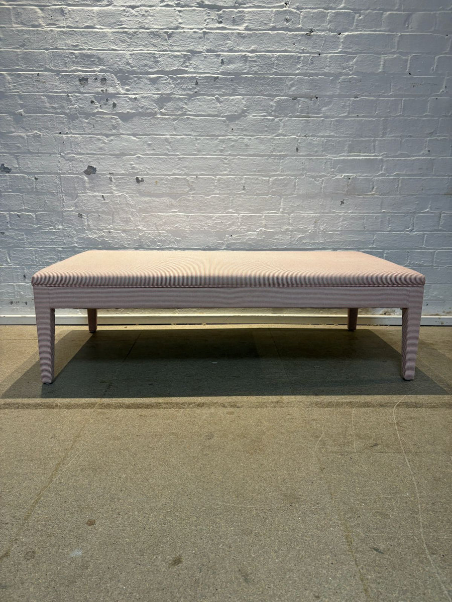 Howe Humbug ticking in red - Honey ottoman