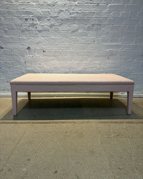 Howe Humbug ticking in red - Honey ottoman