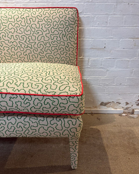 Linwood Wiggle, Lucy Banquette 200cm with red piping