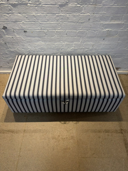 Nora storage Ottoman in Ian mankin blazer stripe