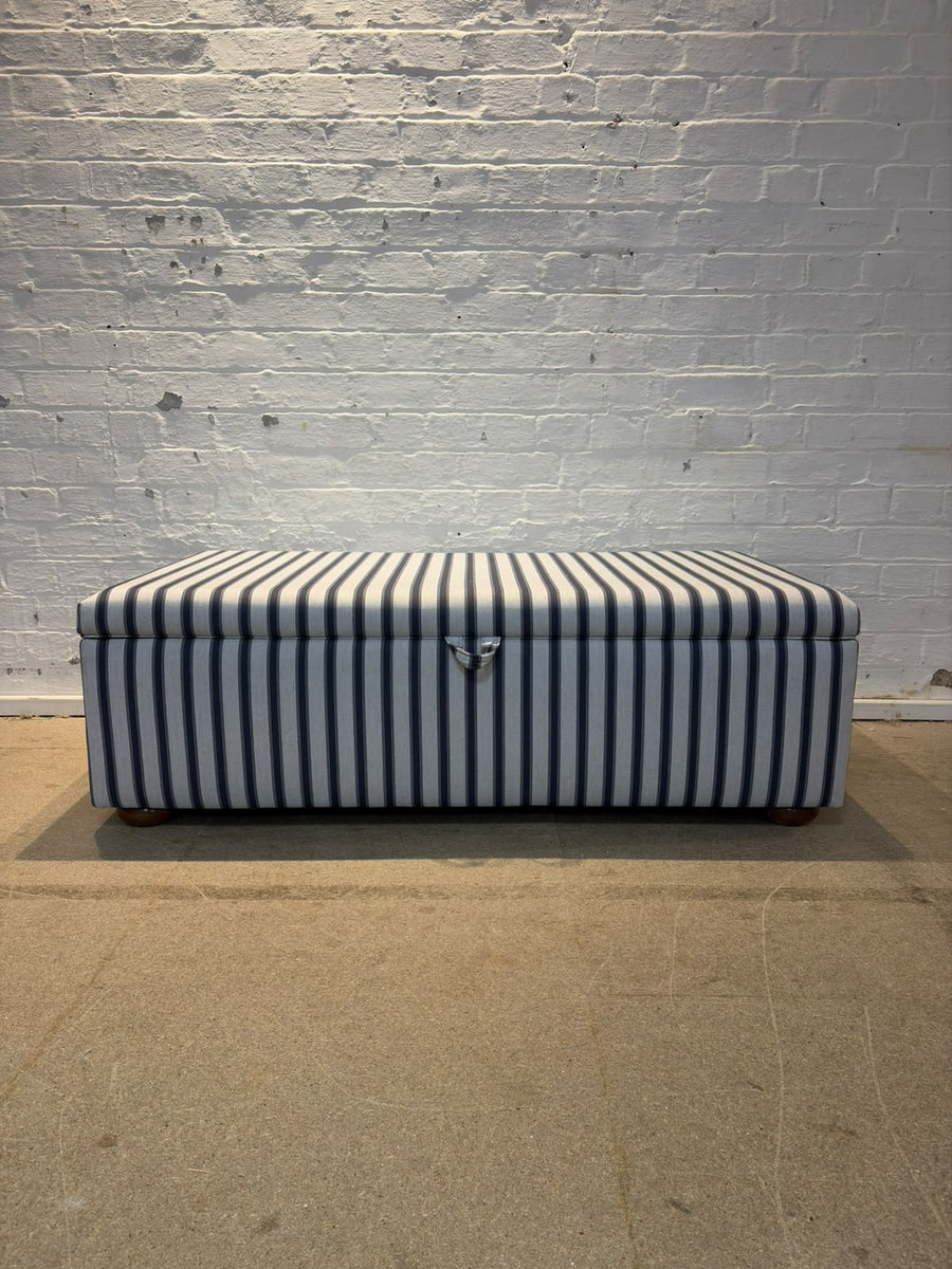 Nora storage Ottoman in Ian mankin blazer stripe