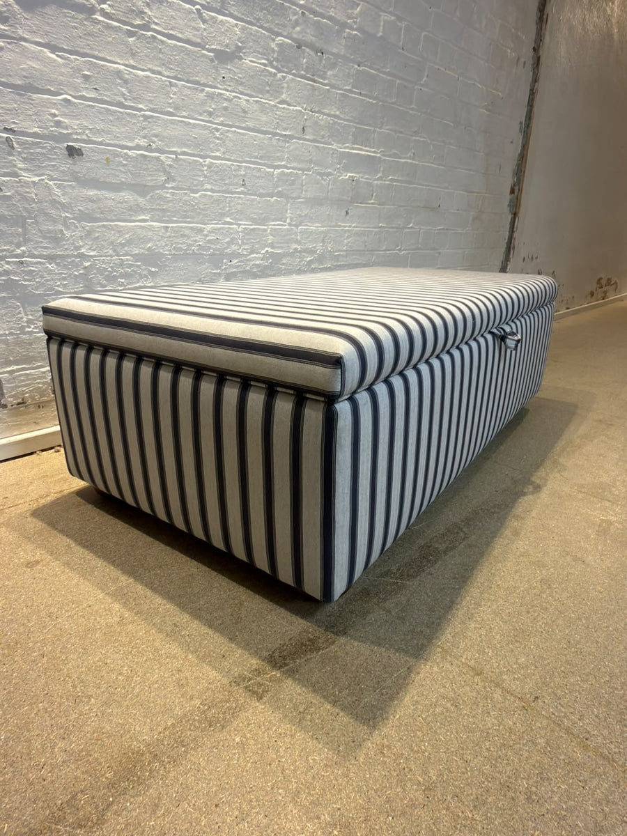 Nora storage Ottoman in Ian mankin blazer stripe