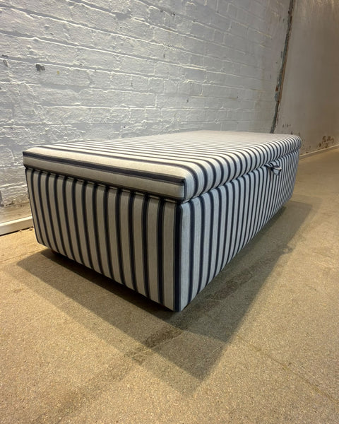 Nora storage Ottoman in Ian mankin blazer stripe