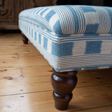 Available Now | Bryher Classic Ottoman In Christopher Farr Lost and Found Denim - The House Upstairs