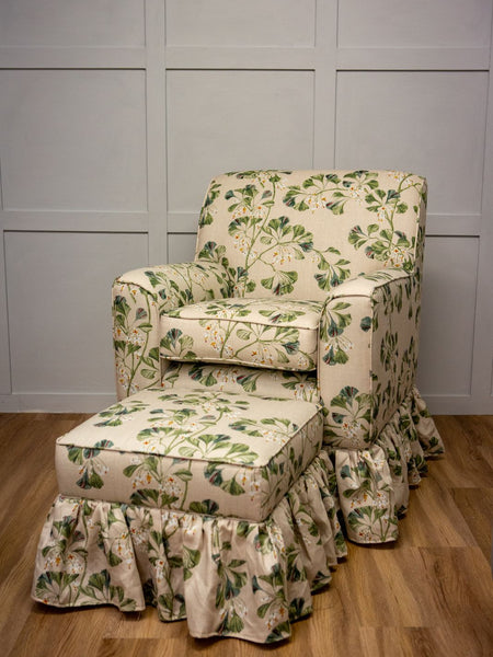 Bespoke Elle Armchair & Footstool In Your Choice of Fabric - The House Upstairs