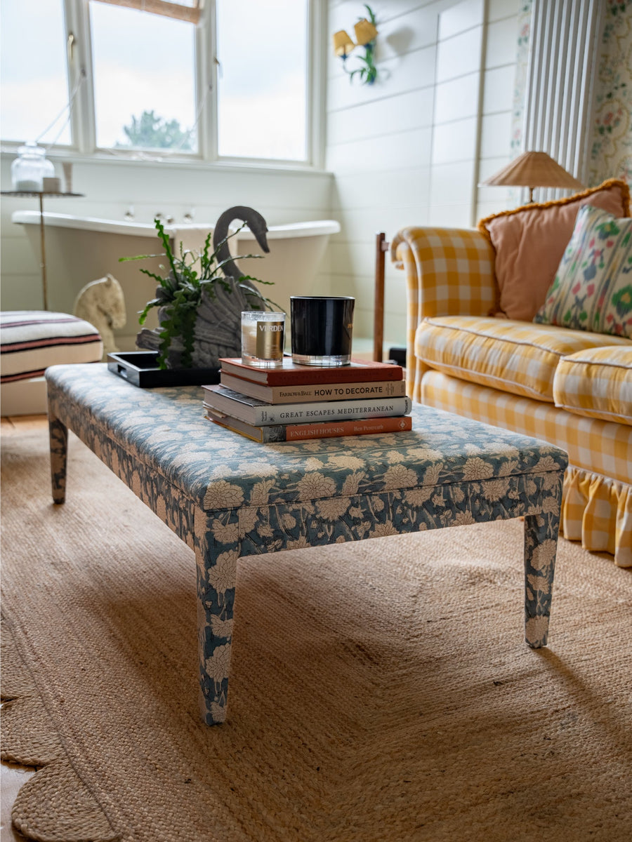 Bespoke Honey Upholstered Coffee Table Ottoman - The House Upstairs